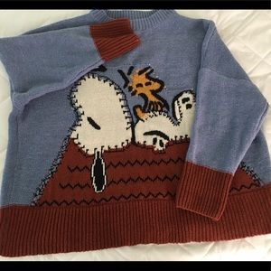 Zara Peanut Snoopy Knit Sweater Oversized Small